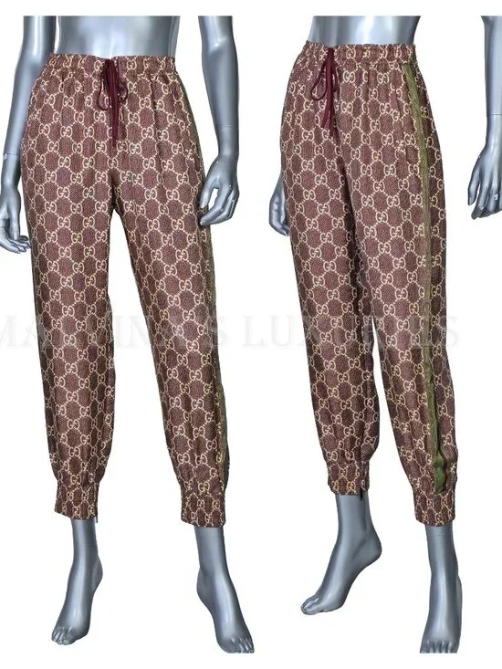GUCCI PANTS GG SUPREME PRINT SILK LOUNGE TROUSERS - Picture 5 of 15